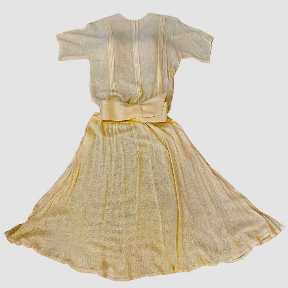 Vtg SYBIL 3pc Skirt/Blouse/Belt Cotton Mesh Elastic SelfBelt Full Midi Sz 8 USA